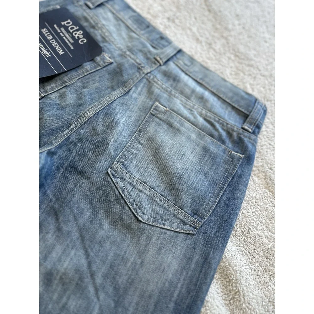NWT PD&C PAPER DENIM CLOTH FADED BLUE 28X30 SLUB DENIM‎ SLIM STRAIGHT JEANS MENS
